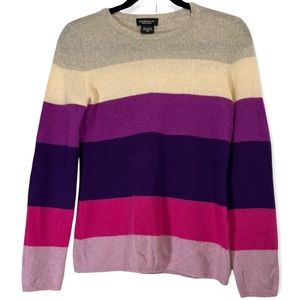 lord & taylor 100% cashmere Colorblock stripe sweatshirt